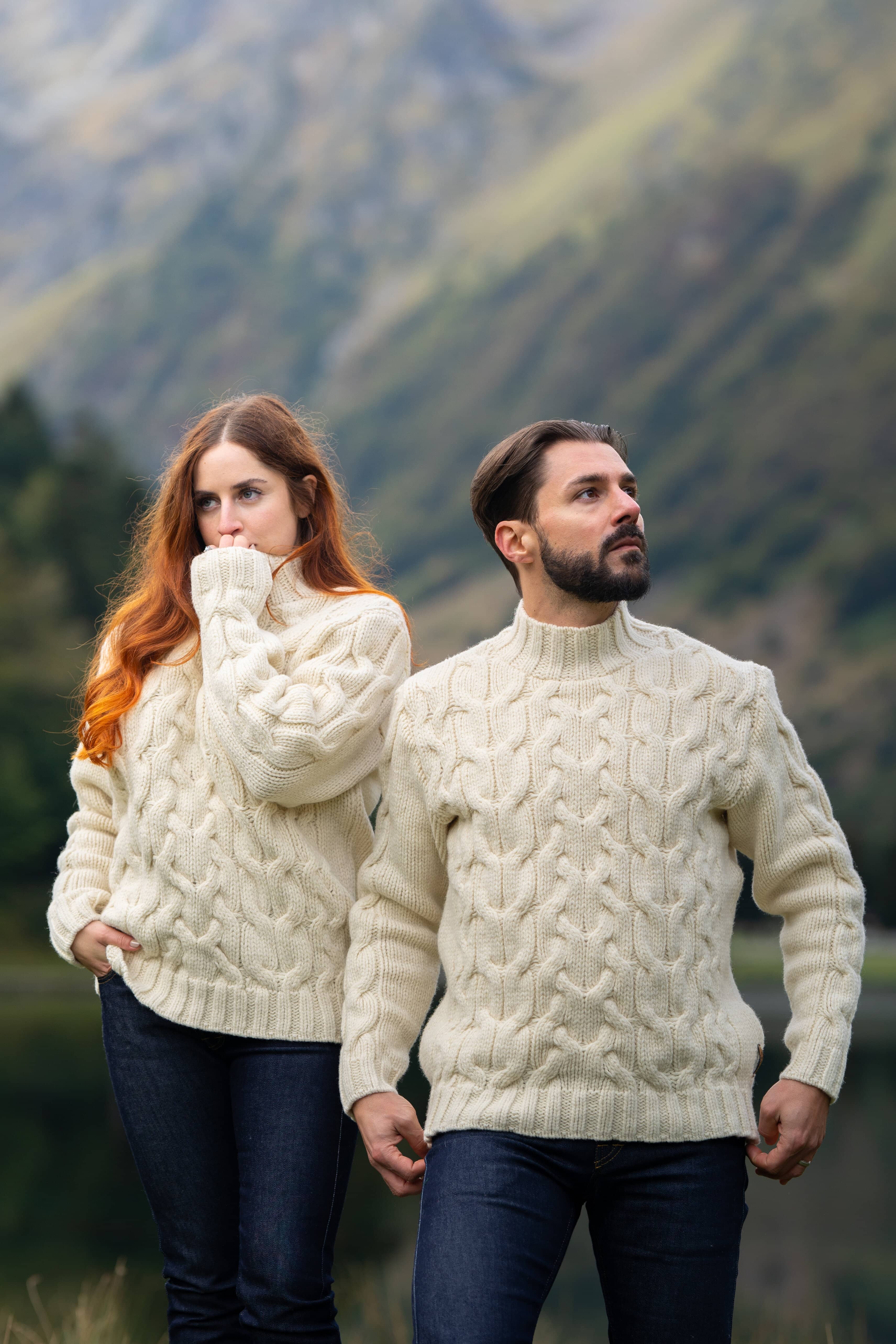 Pull torsades mixte, laine française