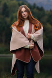 The Ludeto Striped Cape Rust & Beige - Recycled Wool