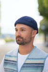 bonnet docker, homme, laine des Pyrénées, bleu marine, made in France, maison Izard