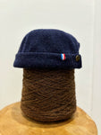 Bonnet docker, homme, laine des Pyrénées, bleu marine, made in France, maison Izard
