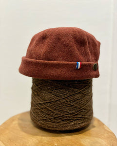 bonnet docker, mixte, upcyclé, laine recyclée, cognac, made in France, maison Izard