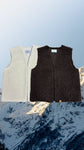 gilet mouton sans manches mixte adulte, laine française, blanc écru, marron, made in france, pyrénées, maison izard