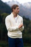 The COT Half Zip Sweater Ecru White - French Wool