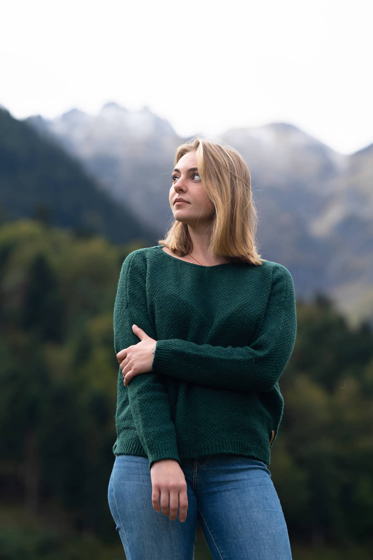 Pine Green Oversized Wool Sweater - Women - Made in France